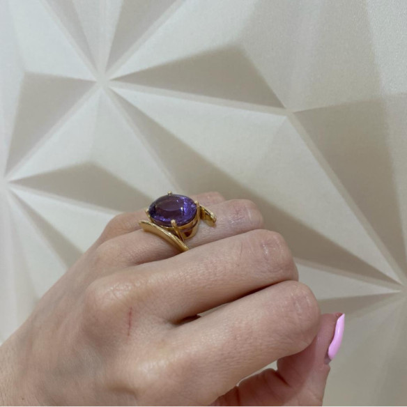 Anillo Amatista Oro Amarillo Bigtone Plane - Anillos Otras Piedras Preciosas