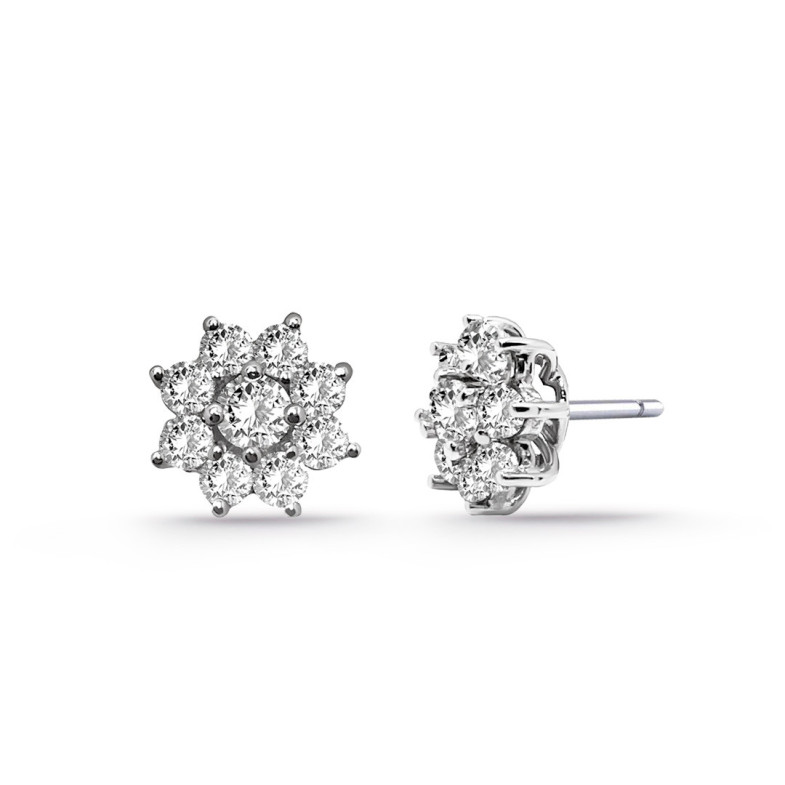 Pendientes Flor Estrella Diamantes 0.82Ct - Pendientes de Novia