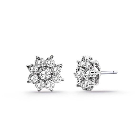 Pendientes Flor Estrella Diamantes 0.82Ct - Pendientes de Novia