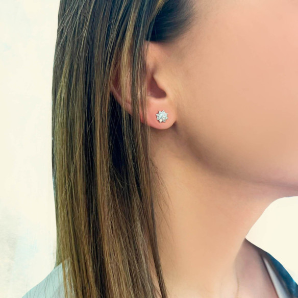 Pendientes Flor Estrella Diamantes 0.82Ct - Pendientes de Novia