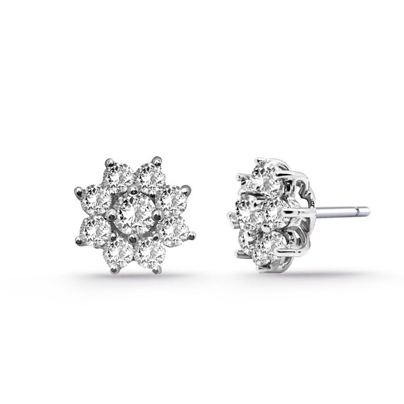 Pendientes Flor Estrella Diamantes 1.32Ct - Brincos