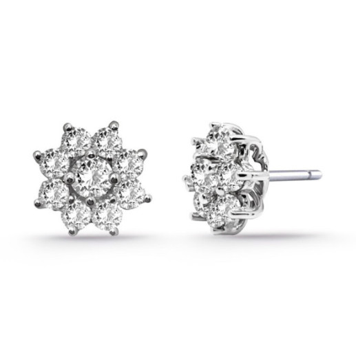 Pendientes Flor Estrella Diamantes 1.90Ct - Pendientes de Novia