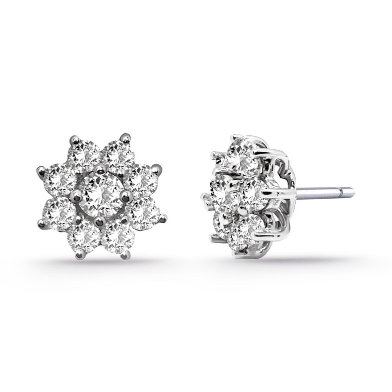 Pendientes Flor Estrella Diamantes 1.90Ct - Brincos de noiva