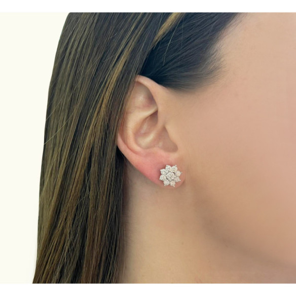 Pendientes Flor Estrella Diamantes 1.90Ct - Brincos de noiva