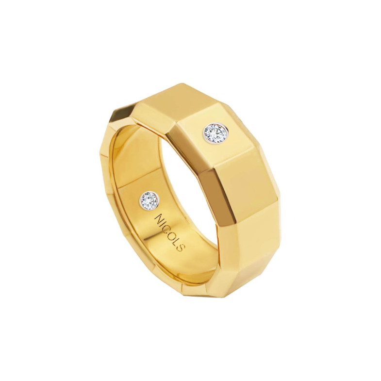 Alianza Hombre Oro Amarillo Diamante 9Mm  Zeus - Anillos de Boda Hombre