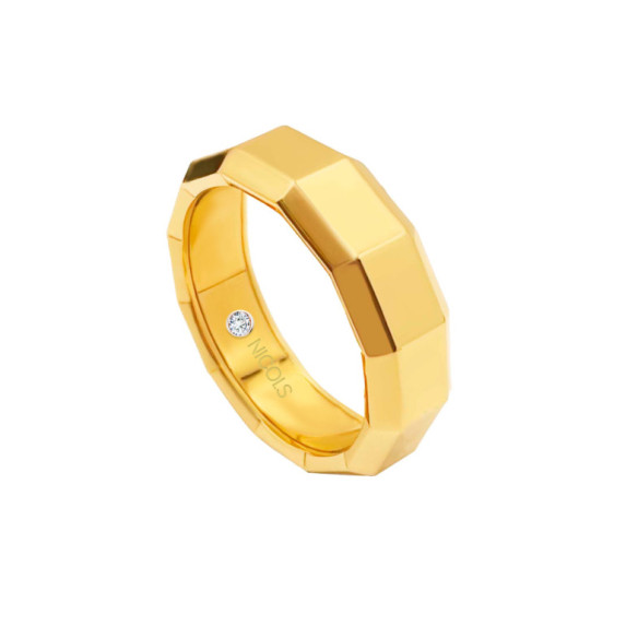 Alianza Hombre Oro Amarillo Diamante 5Mm  Zeus - Anillos de Boda Hombre