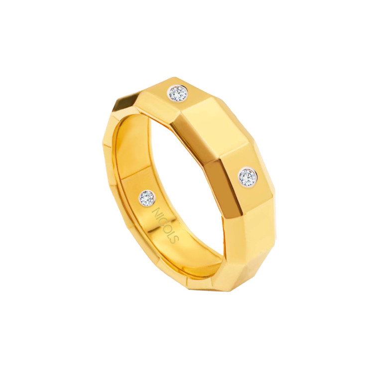 Man Ring Yellow Gold Diamond 5mm ZEUS - Wedding rings man