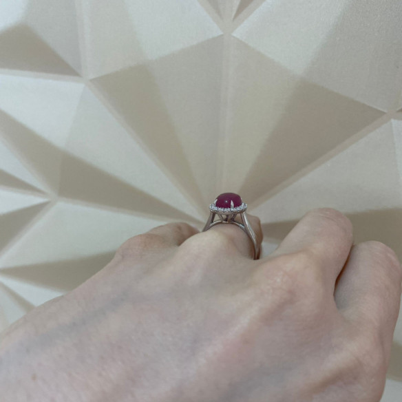 Anillo Rubi Sunrise Oval 3.40Ct Oro Blanco - Compromisso de aniversário de anéis
