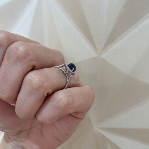 Anillo Zafiro Sunrise Oval 2.85 Ct Oro Blanco - Compromisso de aniversário de anéis
