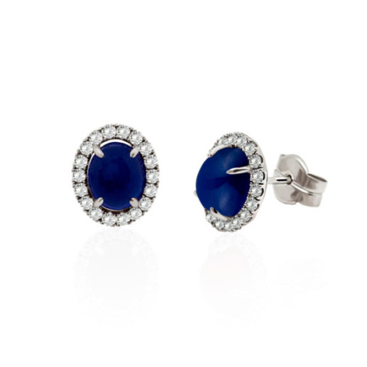 Pendientes Zafiro Sunrise Oval 5.70Ct. Oro Blanco - Pendientes de Zafiro