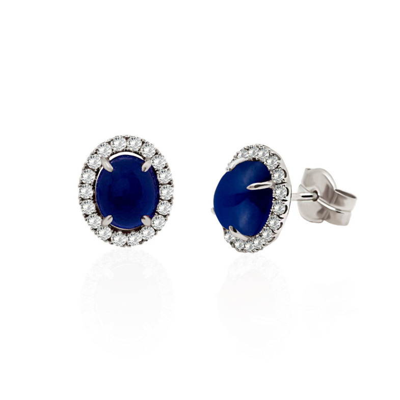 Pendientes Zafiro Sunrise Oval 5.70Ct. Oro Blanco - Saphirohrringe
