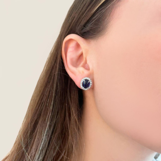Pendientes Zafiro Sunrise Oval 5.70Ct. Oro Blanco - Pendientes de Zafiro 2