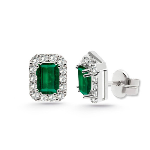 Pendientes Esmeralda Rectangular 1.45Ct Dormilona Sunset Rentangle - Brincos Esmeralda