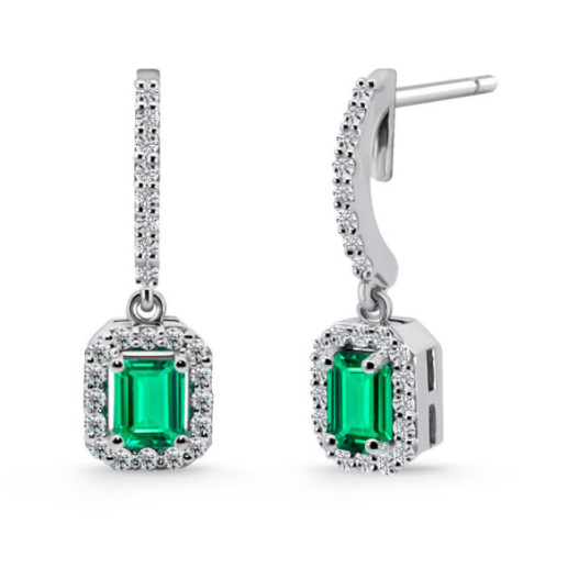 Pendientes Esmeralda 1.10Ct Oro Blanco Sunset Rectangle - Orecchini smeraldi