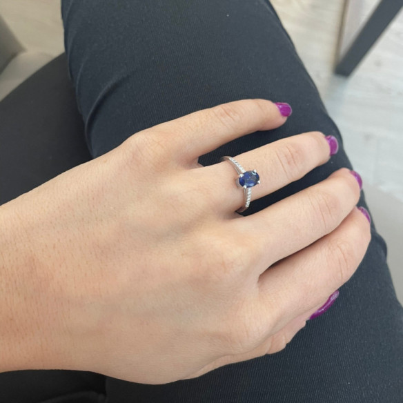 Anillo Zafiro Azul Lola 1.30Ct - Anillos Compromiso Aniversario