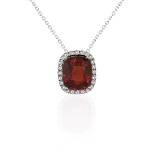 Collar Granate 6.90Ct Oro Blanco Sunset Square - Collane in pietra rossa 2