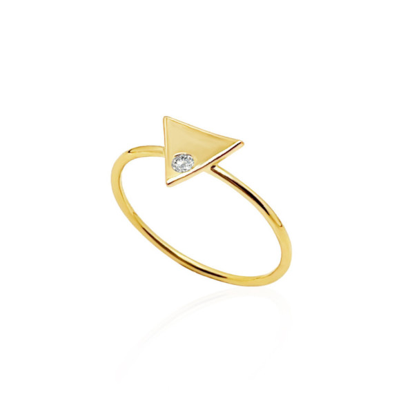 Yellow Gold Diamond Triangle Ring ALWAYS - Yellow Gold Modern Rings