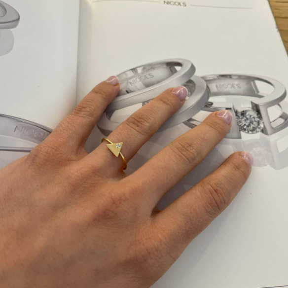 Yellow Gold Diamond Triangle Ring ALWAYS - Yellow Gold Modern Rings