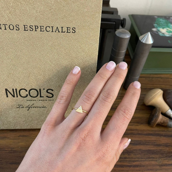 Yellow Gold Diamond Triangle Ring ALWAYS - Yellow Gold Modern Rings