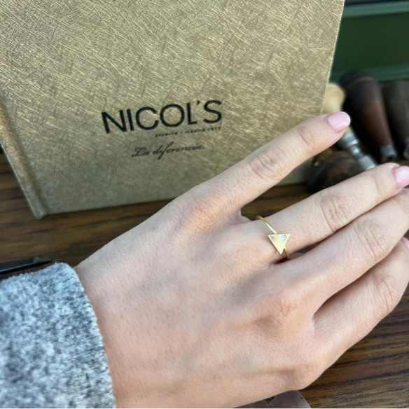 Yellow Gold Diamond Triangle Ring ALWAYS - Yellow Gold Modern Rings