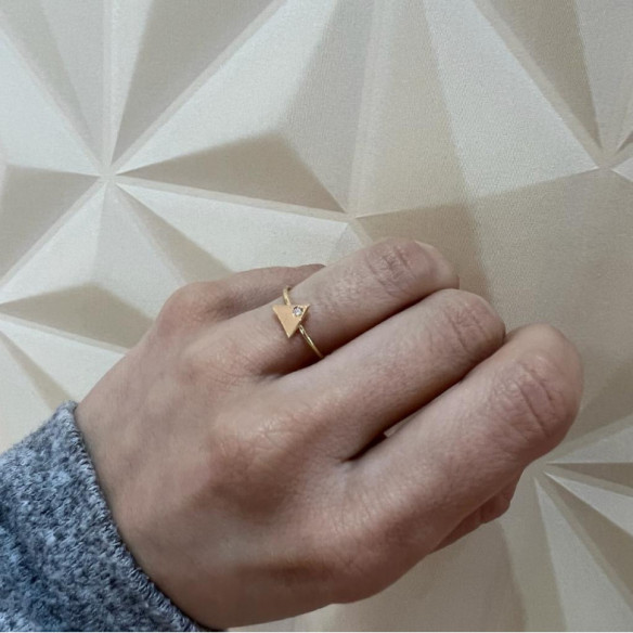 Yellow Gold Diamond Triangle Ring ALWAYS - Yellow Gold Modern Rings