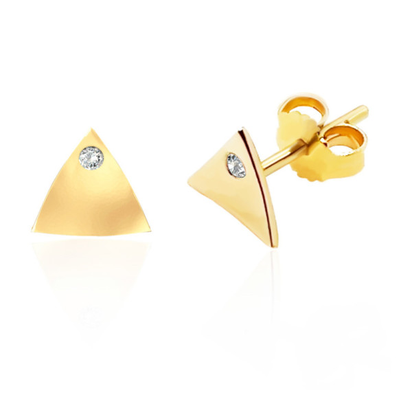 Pendientes Triángulo Diamante Oro Amarillo Always - curto