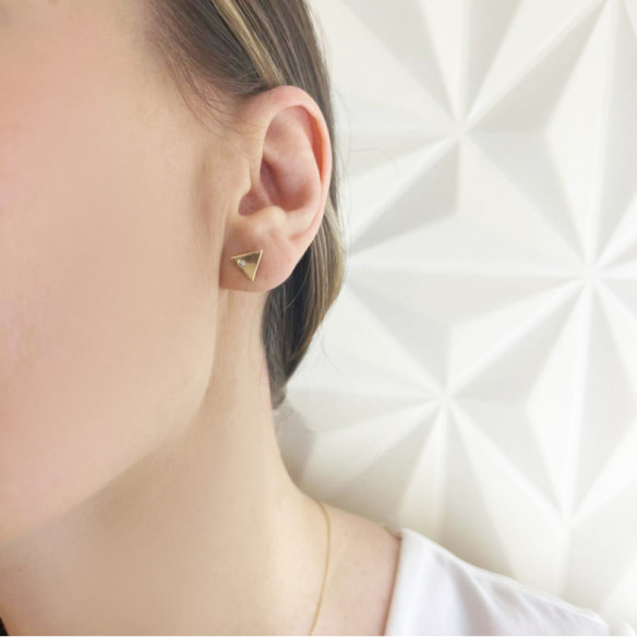 Pendientes Triángulo Diamante Oro Amarillo Always - cortos