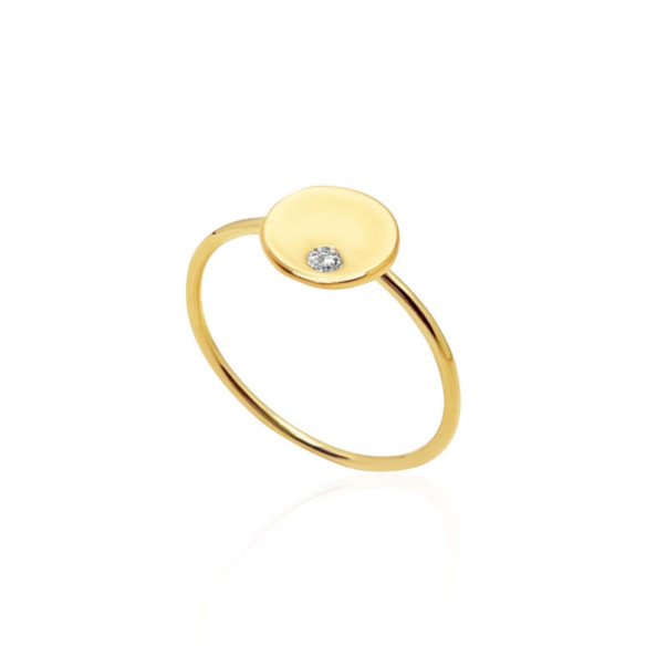 Anillo Círculo Diamante Oro Amarillo Always - diseños actuales