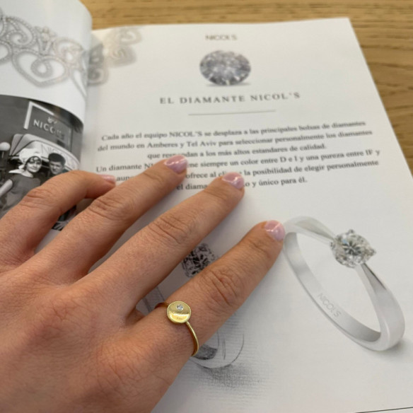Anillo Círculo Diamante Oro Amarillo Always - diseños actuales