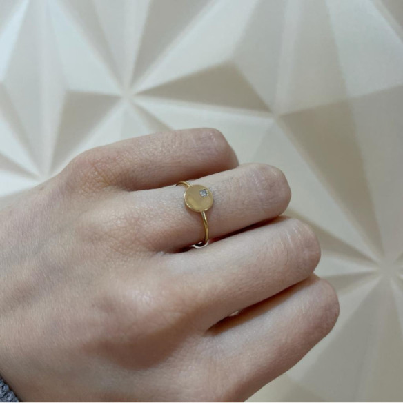 Anillo Círculo Diamante Oro Amarillo Always - diseños actuales