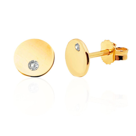 Yellow Gold Diamond Circle Earrings ALWAYS - short
