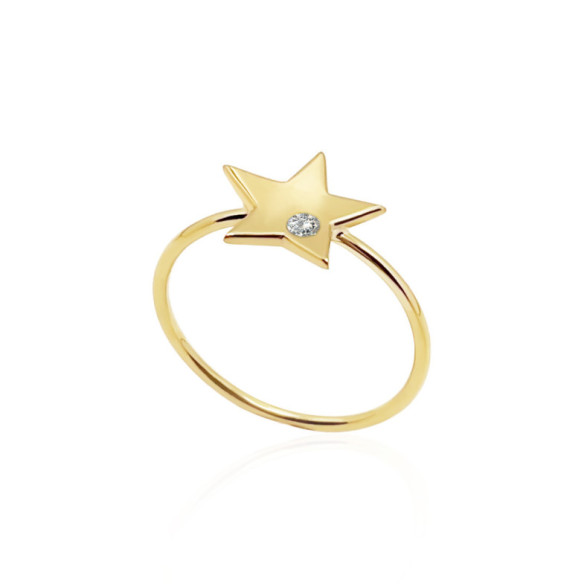 Yellow Gold Diamond Star Ring ALWAYS - Yellow Gold Modern Rings