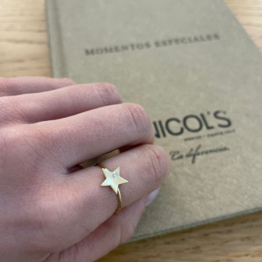 Anillo Estrella Diamante Oro Amarillo Always - diseños actuales 2