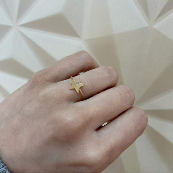Yellow Gold Diamond Star Ring ALWAYS - Yellow Gold Modern Rings