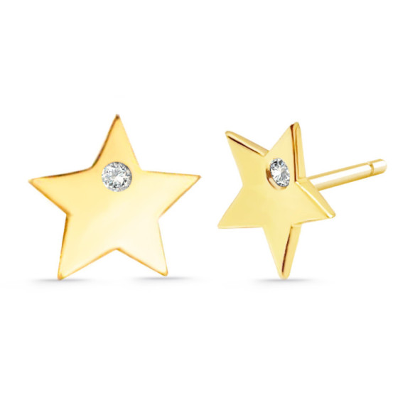 Star Earrings Diamond Yellow Gold Always - corto