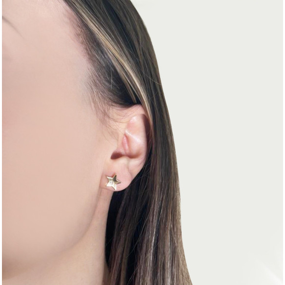 Star Earrings Diamond Yellow Gold Always - corto