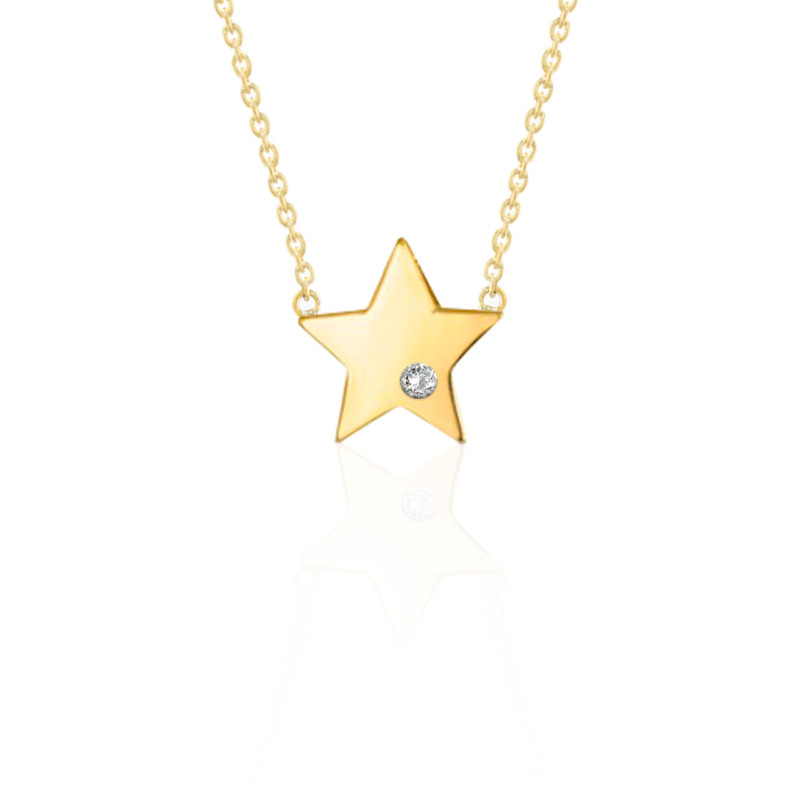 Collar Estrella Diamante Oro Amarillo Always - COLARES