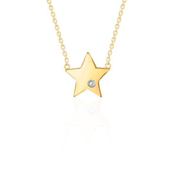 Collar Estrella Diamante Oro Amarillo Always - COLLARES