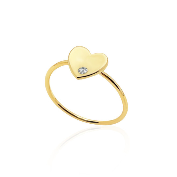 Anillo Corazón Diamante Oro Amarillo Always - RINGE