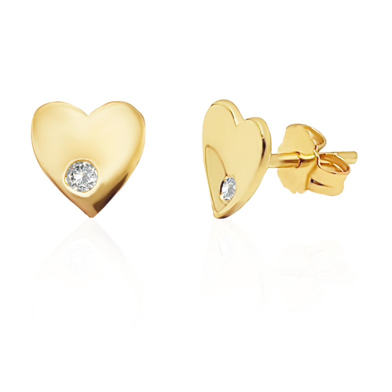 Pendientes Corazón Diamante Oro Amarillo Always - cortos