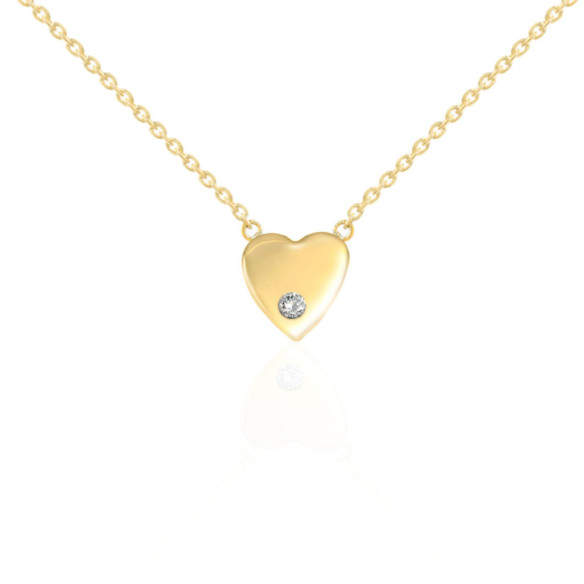 Collar Corazón Diamante Oro Amarillo Always - Colares de diamantes