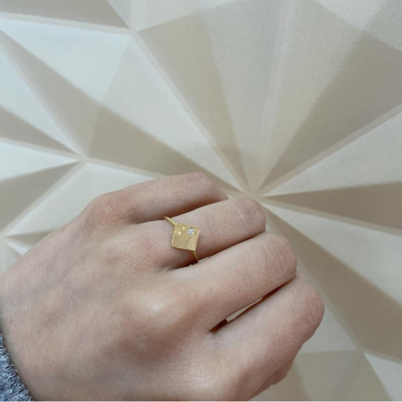Anillo Rombo Diamante Oro Amarillo Always - diseños actuales