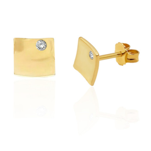 Pendientes Rombo Diamante Oro Amarillo Always - cortos