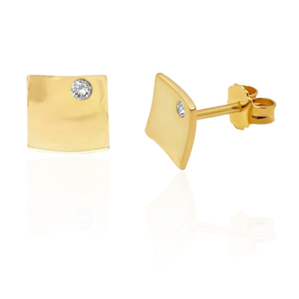 Pendientes Rombo Diamante Oro Amarillo Always - cortos