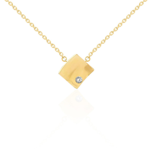 Yellow Gold Diamond Rhombus Necklace ALWAYS - Diamond Necklaces