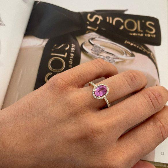 Anillo Zafiro Rosa Dalia Sunset 1.20Ct Oro Amarillo - Anillos Compromiso Aniversario