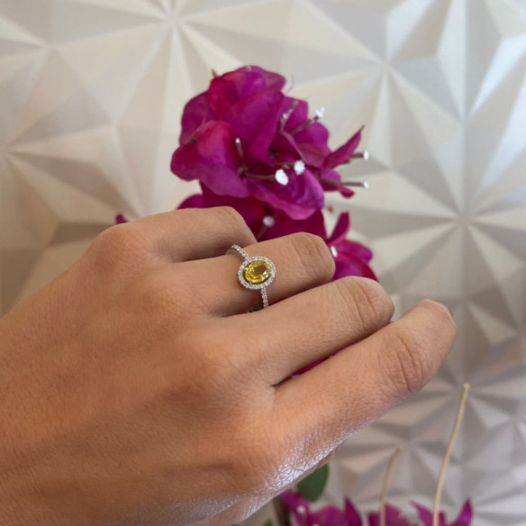 Dahlia Sunset Yellow Sapphire Ring 1.00 - Sapphire rings