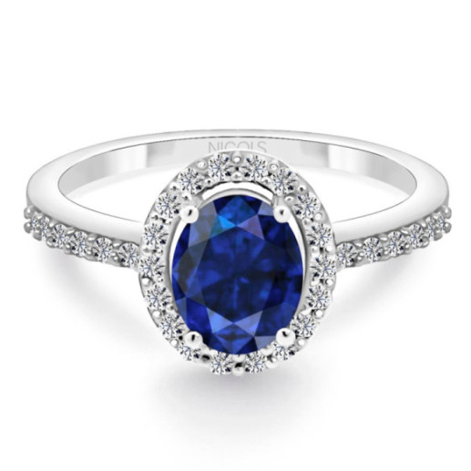 Dahlia Sunset Blue Sapphire Ring 1.00 White Gold - Rings