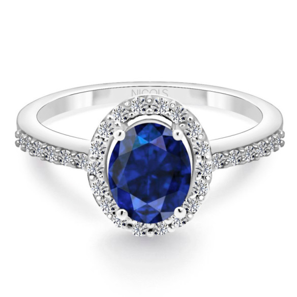 Anillo Zafiro Azul Dalia Sunset 1.00 Oro Blanco - ANELLI
