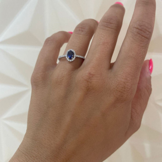 Anillo Zafiro Azul Dalia Sunset 1.00 Oro Blanco - ANéIS 2